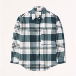 Abercrombie & Fitch Oversized Plaid Shirt - Green and White